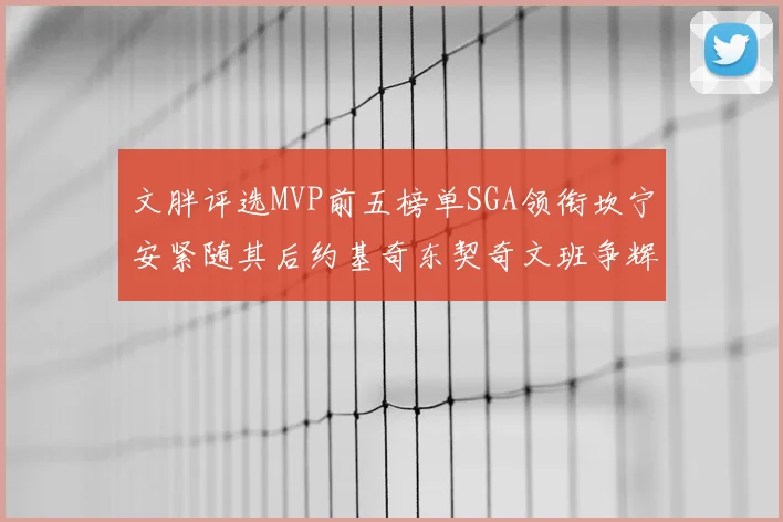 文胖评选MVP前五榜单SGA领衔坎宁安紧随其后约基奇东契奇文班争辉